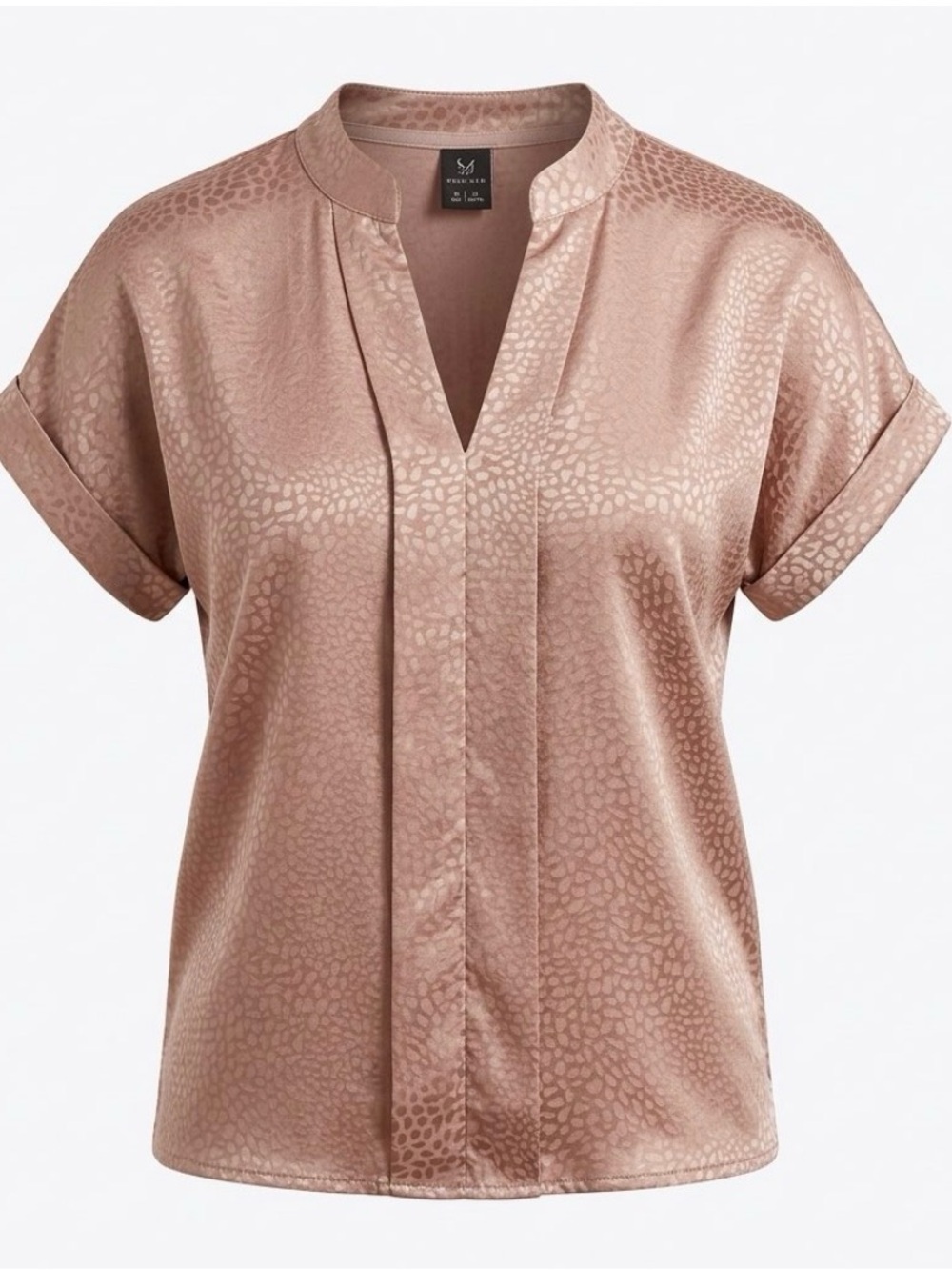 SHEIN Blush Pink Short-Sleeve V-Notch Shirt